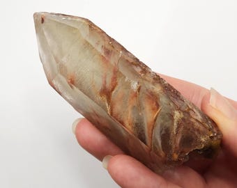 Amphibole Quartz Crystal 3.9in or 9.8cm Long from Brazil- 'Angle Quartz', Unique Mineral Regrowth Base, Beautiful Color- AA5