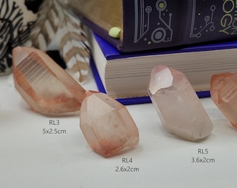 Select One Red Pink Lemurian Seed Quartz- Serra Do Cabral Mountains Brazil- "Scarlet Temple", Free Standing- 2.6-5 cm Long- (RL1-RL5)