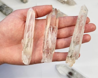 Phantom Lemurian Quartz 6-11.5cm Long- Serra Do Cabral Brazil- You Select- Green Chlorite Garden Scenic, Textured Lines, Wand- LY(1-20)