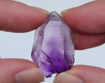 Natural Amethyst Crystal 3.5 cm long- Cameroon, Africa- Nicely Terminated Point- Deep Purple Color, Unique Growth Key, Lemurian Lines- AC6