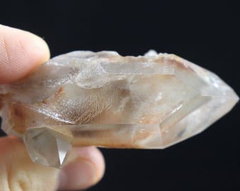 Awesome Phantom Quartz Crystal from Brazil- Beautiful Amphibole Feathers or Wings- Stunning Piece- 54 Grams, 2 1/4 inches tall by 1 wide