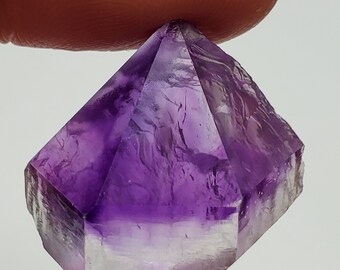 7.7 Grams Beautiful 'Hour Glass' Amethyst Crystal- Tata Province, Morocco- Small Natural Point- Deep Purple Color Phantom- #15
