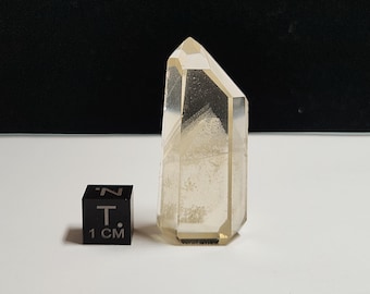 Polished Phantom Light Citrine Quartz: 1.7in or 4.3cm long- Standing Petite Tower, Staked Chevrons- R13