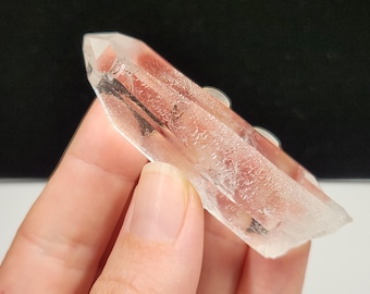 Starbrary Quartz Crystal in or cm Long- Corinto, Brazil- Beautiful Etched Textured Key Side, Water Clear- EJ11