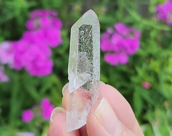 Starbrary Quartz 2Inch or 5.2cm Long- Zeca De Souza, Brazil- Optical, Rainbow Child, Etched Base, Key Portals- H2