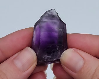 Natural Amethyst Crystal 4.2 cm long- Cameroon, Africa- Small Natural Point- Deep Purple Color, Facet Grade, Lemurian Lines, Empathic- AC1