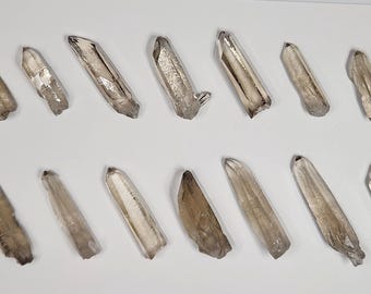 One Starbrary Quartz 3.2-5.5cm Long- Tomás Gonzaga, Brazil- Your Choice- Small, Light Smokey Glistening Etchings, 'Stardust'- B(17-42)