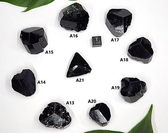 Select a Black Tourmaline Crystal- Erongo Mountains Namibia- Short Standing Terminated Crystals- Geometric, Lustrous- A13-21