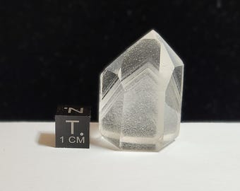 Polished Phantom Quartz: 1.3in or 3.4cm long- Standing Petite Generator, Staked Chevrons- R25