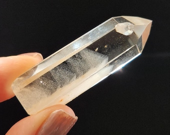 Polished Phantom Quartz: 2.1in or 5.3cm long- Manifestation Penetrator, Standing Petite Tower, Staked Chevrons- R9