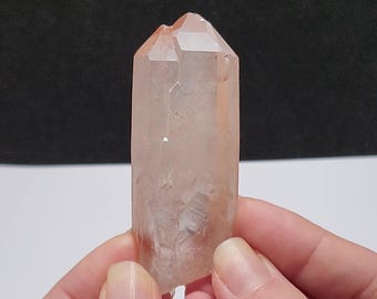 Twin Pink Lemurian Quartz- 3 inch or 7.6cm Long- Serra Do Cabral Mountains Brazil- Tabular, Keyes Base, Soul Mates - RO9