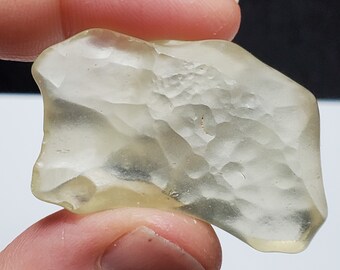 Libyan Desert Glass Impactite, Tektite- 14.8 Grams- From Egypt- Great Large Pendant Stone, Smooth, Palm Stone, Semi Flat- G1