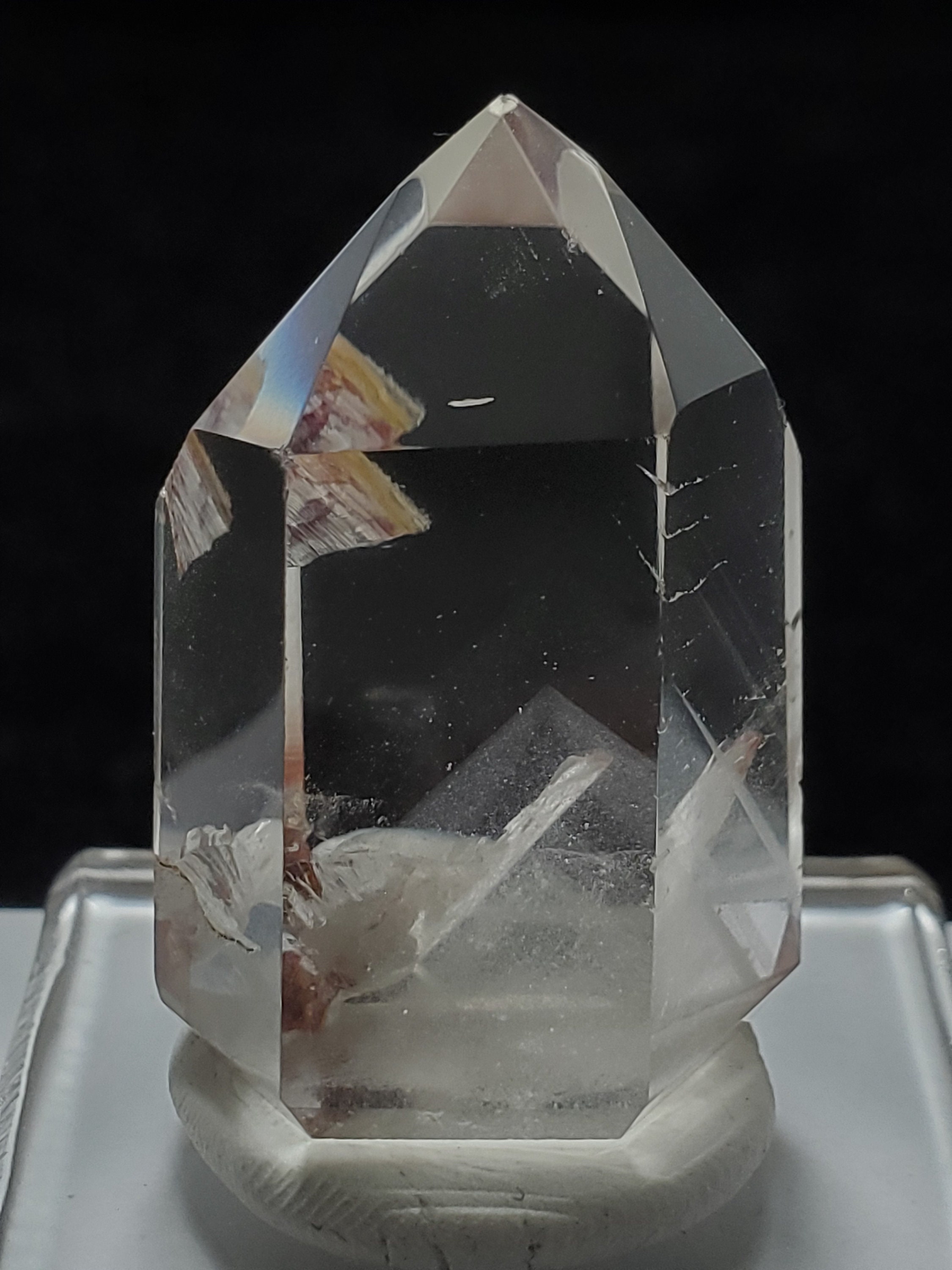 Medium Polished Phantom Quartz Crystal from Brazil with White Chlorite