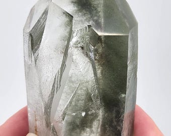 Garden Quartz:  10.2 cm Long, Mina Zeca De Souza, Brazil- Stands, Partial Polish- ST19