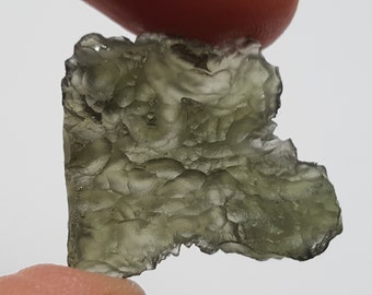 Moldavite Tektite  3.6 Grams or 18 Carats- Czech Republic- Amazing Texture, Flat, Unique Shape- Synergy Stone- M#14