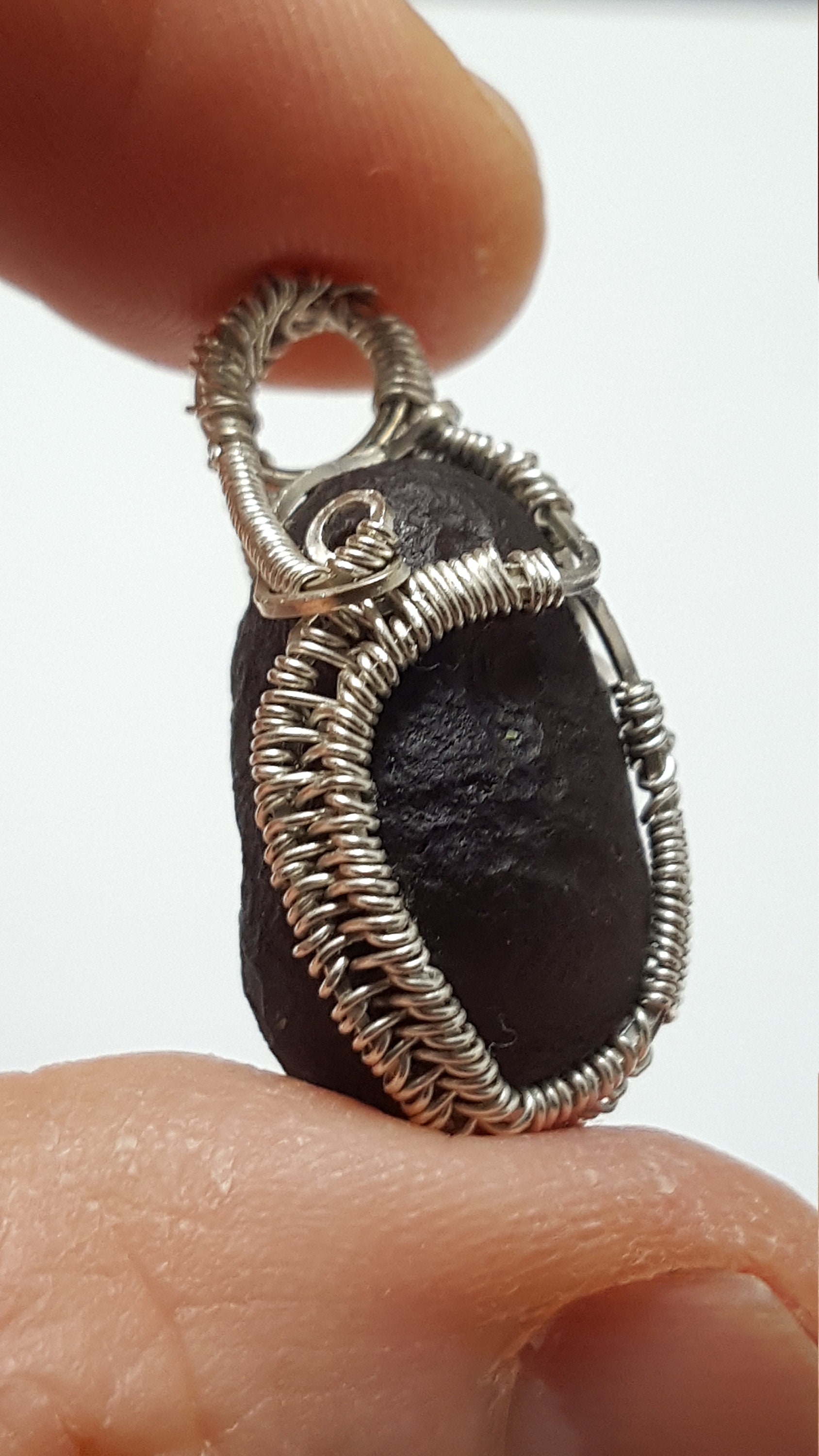 Simple Rustic Sterling Silver Wire Wrap Pendant- AAA Saffordite ...