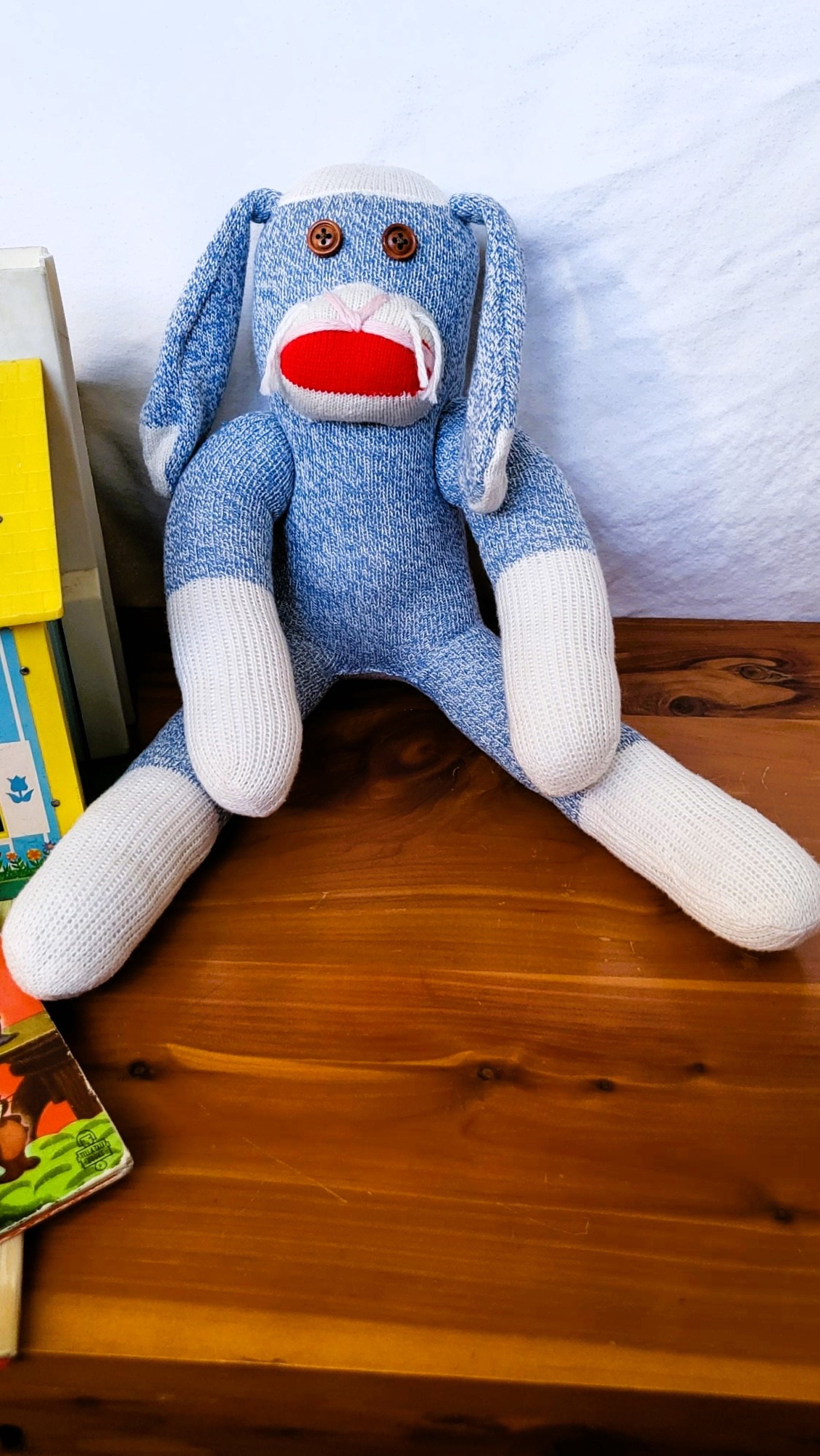 Blue Sock Rabbit With Button Eyes - Etsy