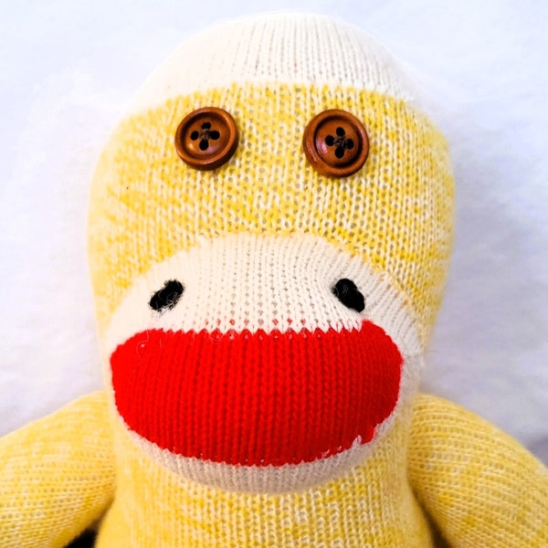 Yellow Sock Duck with Button Eyes