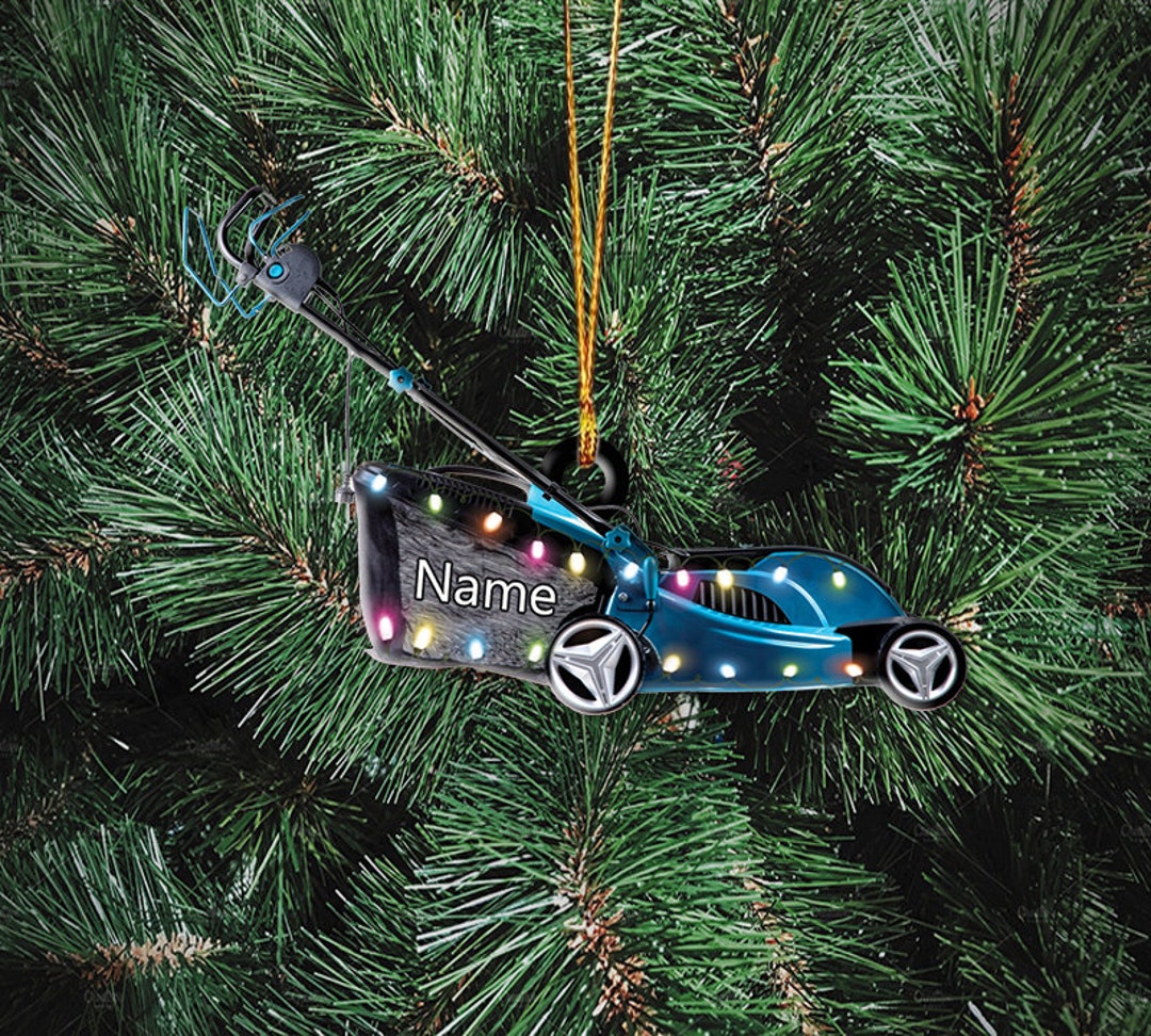 Custom Blue Lawn Mower Ornament Mower Christmas Light Etsy