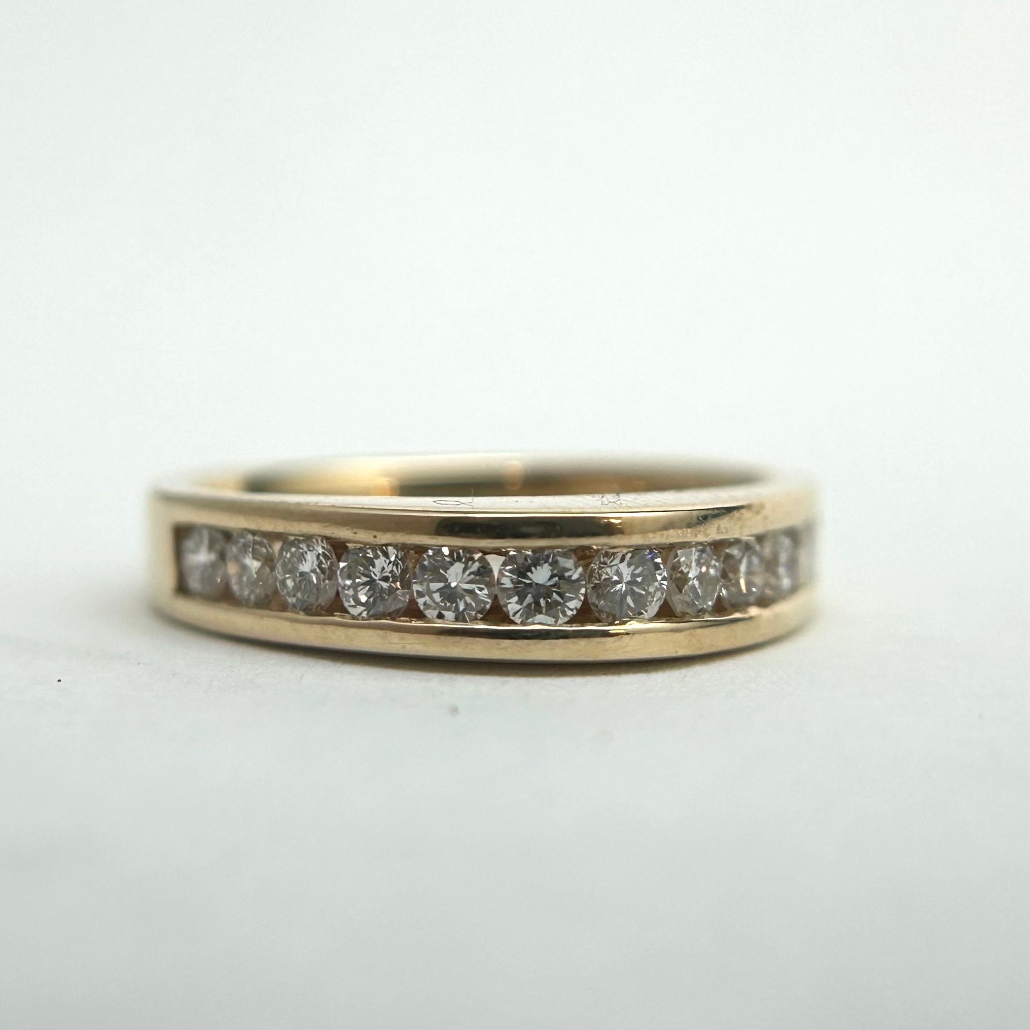 Vintage Stackable Channel Set Diamond Band With Raised Profile in 14k ...
