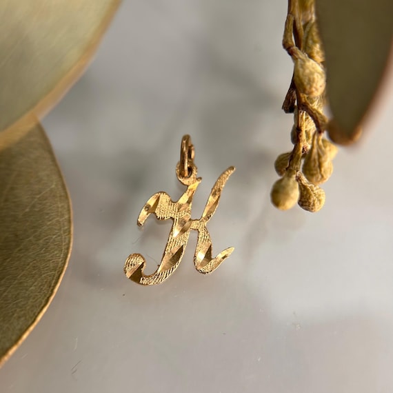 Assorted 14k Solid Gold vintage Initial Letter Pe… - image 3