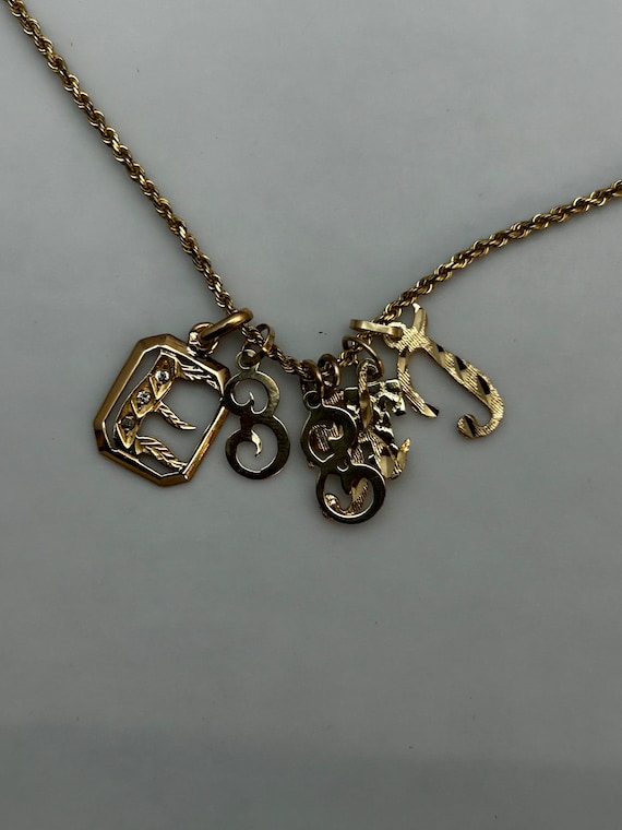 Assorted 14k Solid Gold vintage Initial Letter Pe… - image 1