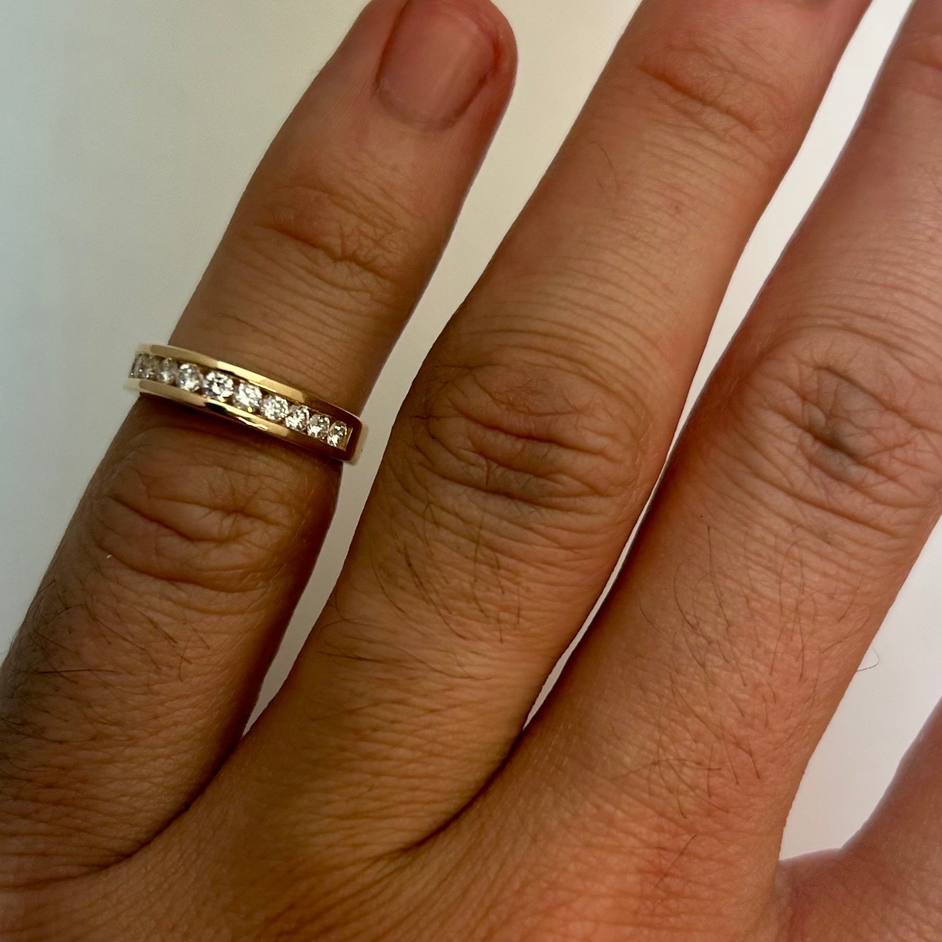 Vintage Stackable Channel Set Diamond Band With Raised Profile in 14k ...