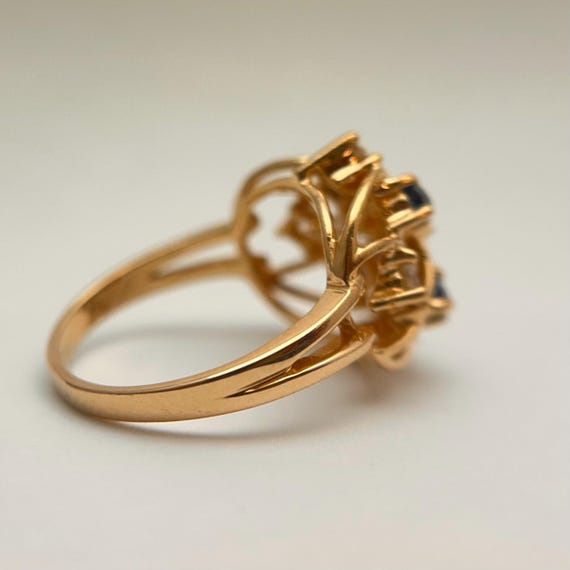 Vintage crosshatch design statement ring with dia… - image 7