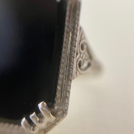 Antique Victorian Black Onyx Ring with Milgrain a… - image 7