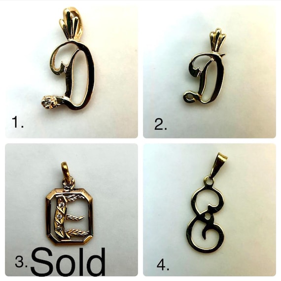 Assorted 14k Solid Gold vintage Initial Letter Pe… - image 2