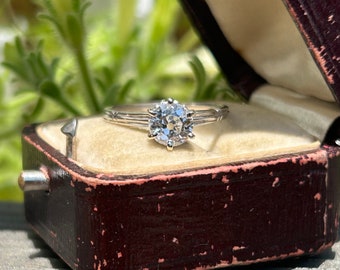 Antique Victorian European-Cut 0.72 carat diamond solitaire ring Circa 1920 in 18k white gold