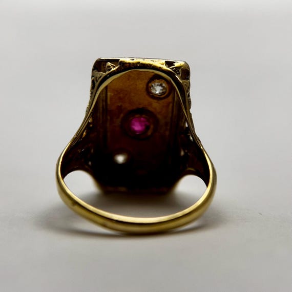 Antique cocktail ring with ruby and diamonds - image 5