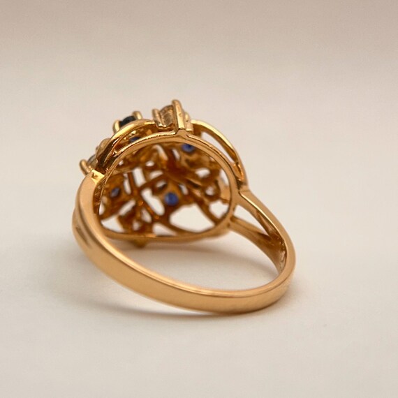 Vintage crosshatch design statement ring with dia… - image 6