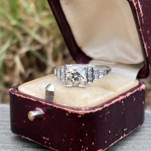 Antique Art Deco Circa 1920 with European-Cut diamond solitaire engagement ring in Platinum