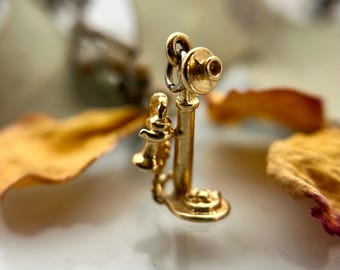 Vintage 14k Yellow Gold French Telephone Charm Pendant
