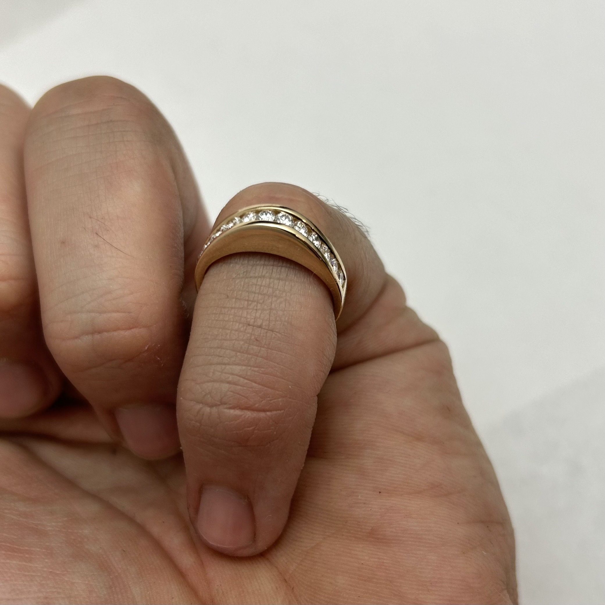 Vintage Stackable Channel Set Diamond Band With Raised Profile in 14k ...