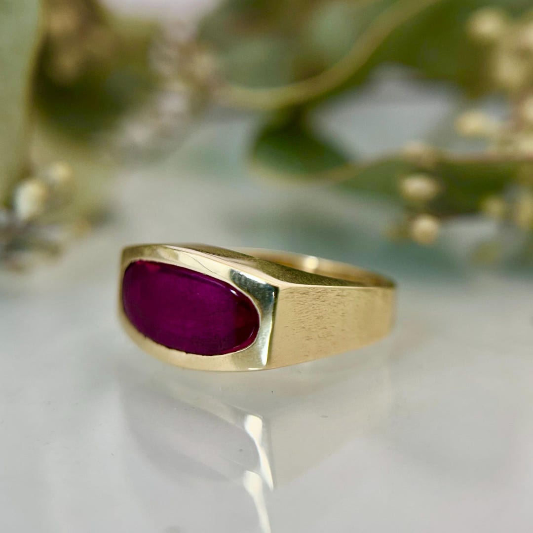 Resco Rings Vintage RESCO Mid-century Red Stone Ring - 10k Yellow Gold - Etsy