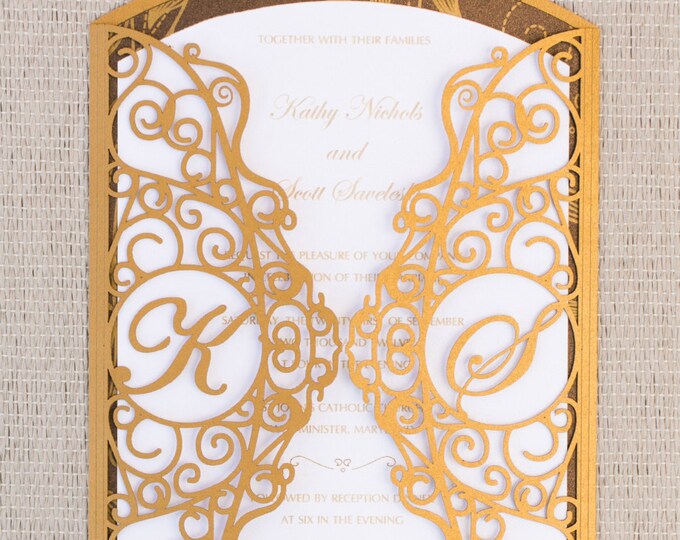 Laser Cut Gate With Custom Initials Wedding Invitation Etsy