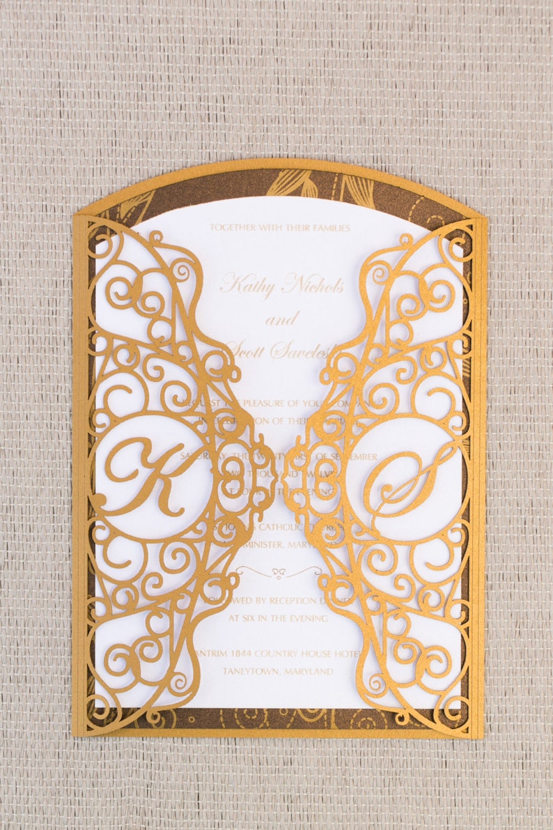 Laser Cut Gate With Custom Initials Wedding Invitation Etsy