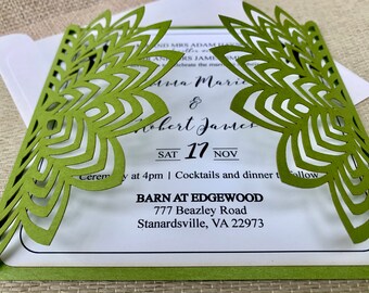 Laser Cut Tree wedding Invitation, Laser Cut Invitation For Rustic Wedding, Laser Cut Gatefold TRee