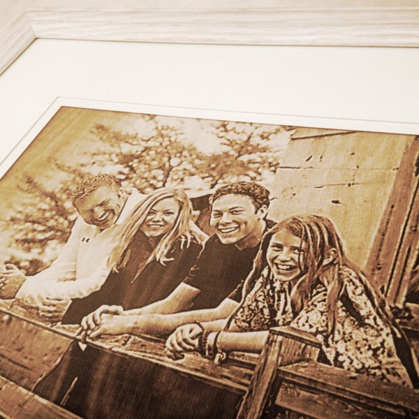 Laser Engraved Wood Picture, Personalized Wood Engraving, Photo Engraved on Wood, Amazing Christmas gift, anniversary gift, wedding gift