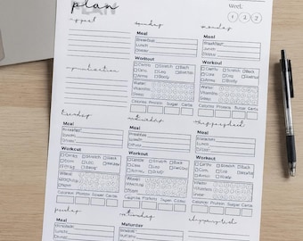 Weekly Fitness Planner | Printable Workout & Meal Tracker | Instant Download