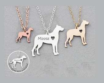 Engraved Great Dane Necklace • Sterling Silver Dog Memorial Charm