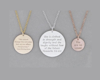 Custom Quote Necklace: Sterling Silver, Gold Filled, Personalized Jewelry
