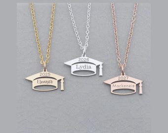 Personalized Grad Cap Necklace: Sterling Silver Graduation Gift