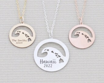 Hawaii Wave Jewelry Beach Necklace   Hawaii Beach Wedding Hawaii Necklace Surfer Gift Tropical Wedding Jewelry Vacation Gift Mother's Day