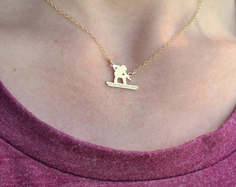 Snowboarder Necklace: Personalized Sterling Silver Winter Sports Jewelry
