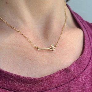 Lacrosse Team Gift • Lacrosse Jewelry Sports Gift Team Necklace • Girls Lacrosse Custom Player Number • Sterling Silver Sports Stick