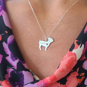 Sterling Silver French Bulldog Necklace: Custom Engraved Pet Memorial
