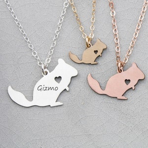 Personalized Chinchilla Necklace: Sterling Silver Pet Memorial Charm